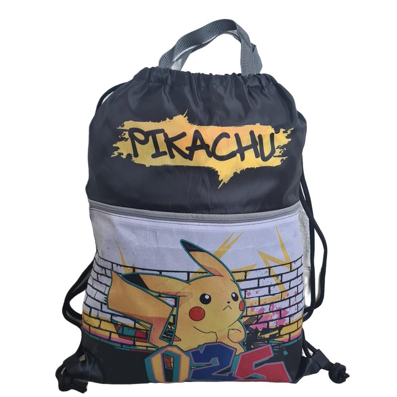 E-shop Sporttasche mit Griffen und für Kinder, Coulisse Rucksack für Kindergarten, Fitnessstudio, Schwimmbad, Reisen, Schuhbeutel (POKEMON)