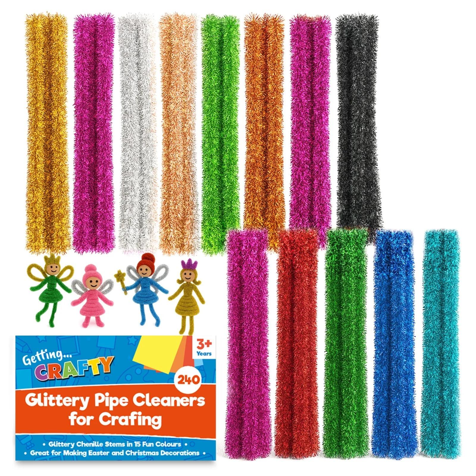 TEMU 240–480 Pack Glitter Pipe Cleaners | 15cm Chenille Craft Stems In 15 Colours | Sparkly Pipe Cleaners For Crafts | Diy Arts & Crafts Supplies |