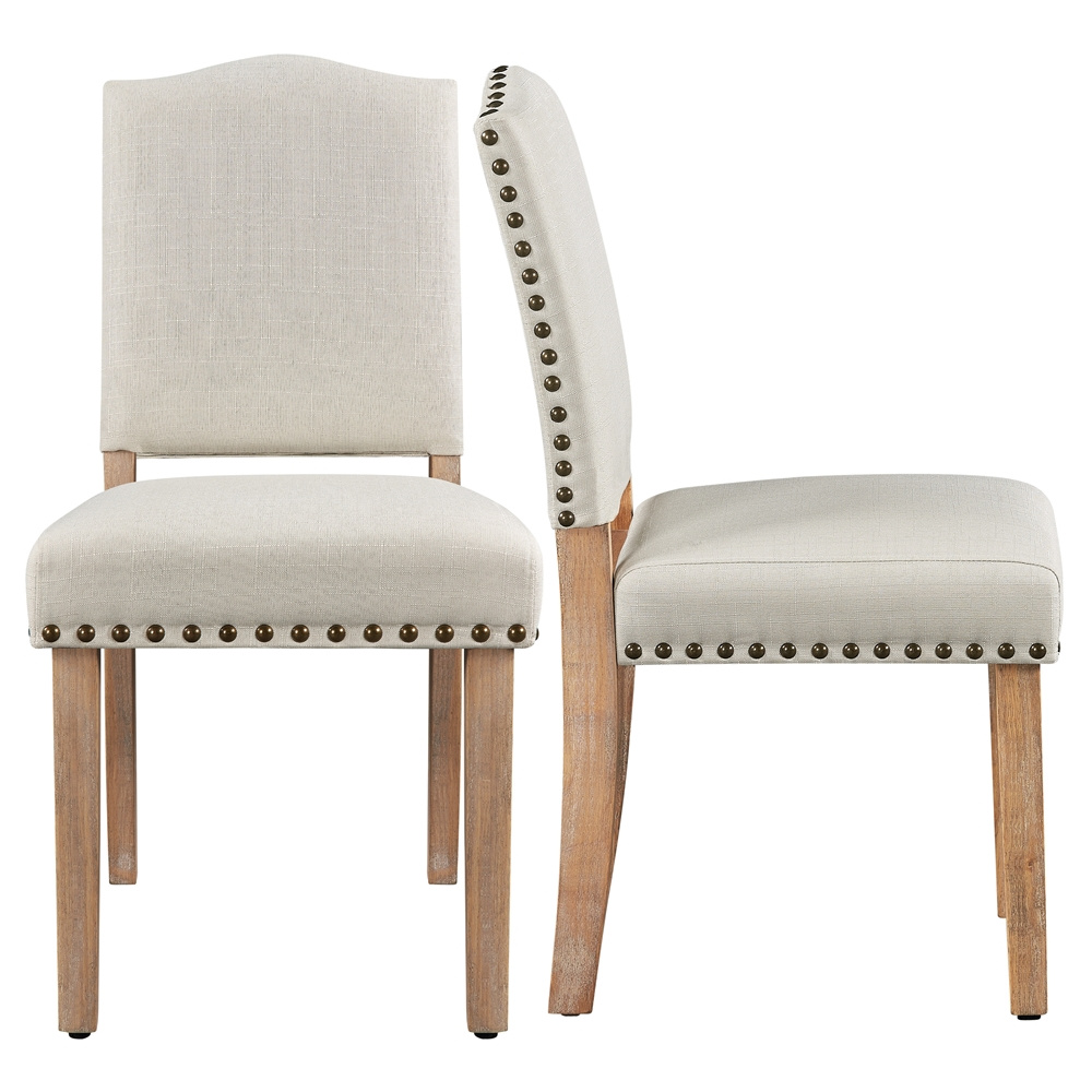 TEMU Costoffs 2pcs Modern Dining Chairs, Upholstered Fabric Chairs, Tall Back Chairs, Armless Chairs With Adjustable Feet And Trim For