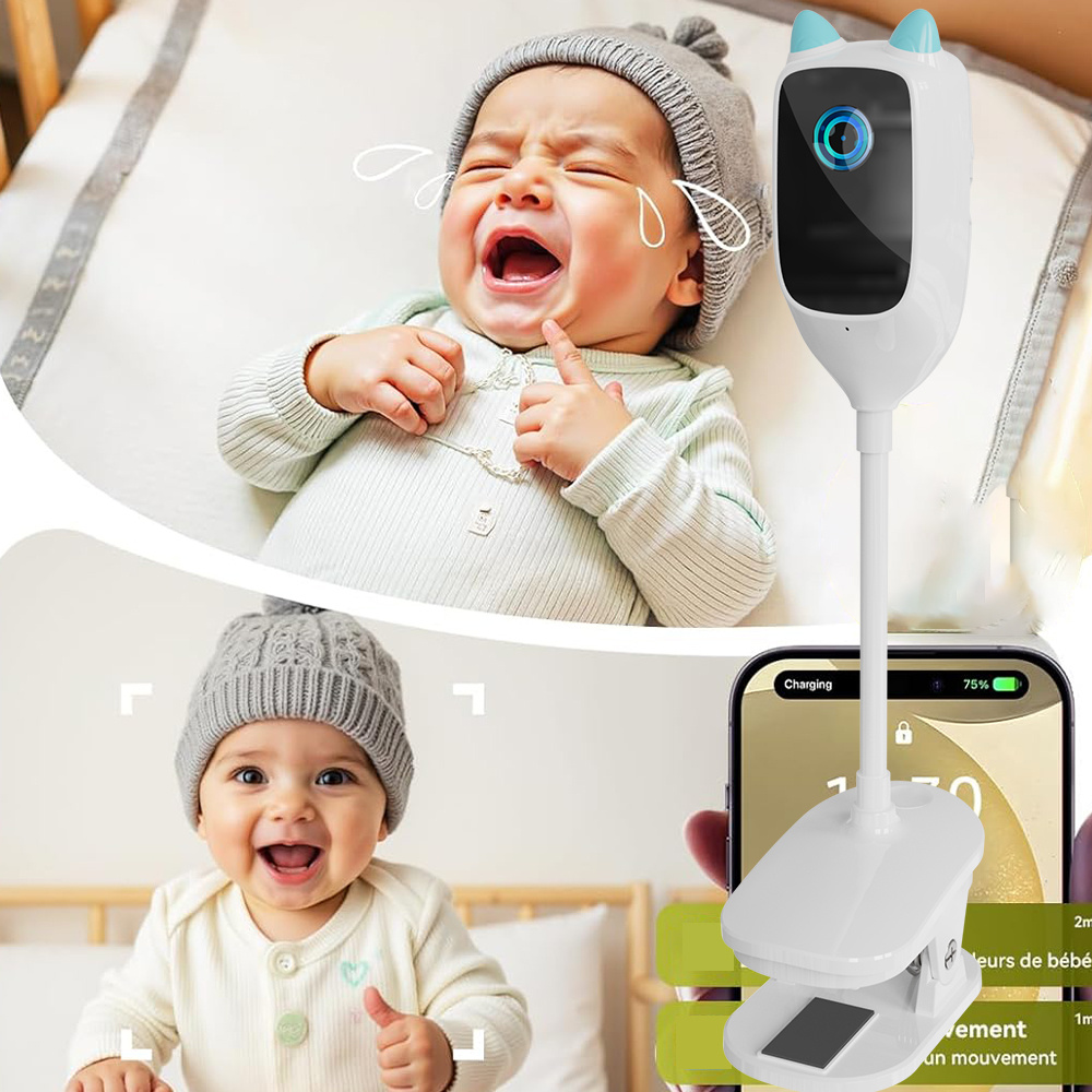 Smart Baby Monitor with Cry Detection, 2K HD & Wide-Angle View, Two-Way Audio, Motion & Electronic Fence Alerts, Night Vision, SD/Cloud Storage