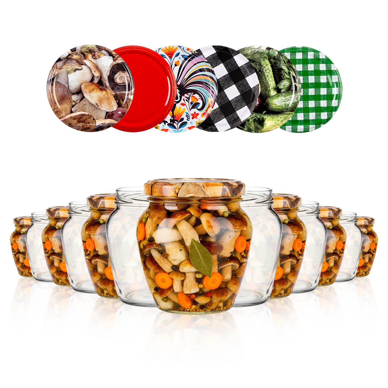 TEMU 48 Glass Jars 550 Ml For , , Dried Mushrooms, Honey With Lids