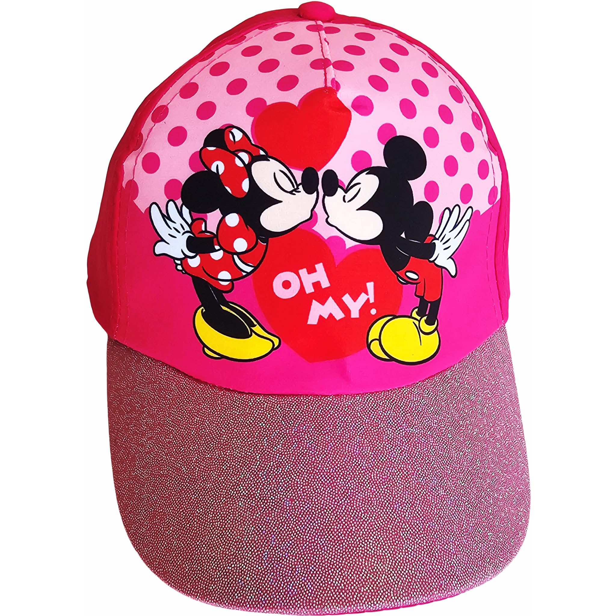 Boys/kids Adjustable Baseball Cap With Visor, Mouse, Fuchsia