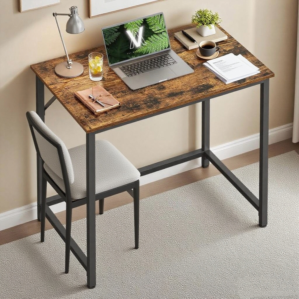 Image of Table, Computer Desk, Office Desk, Study Desk, 80 X 50 X 76 Cm, For Home Office, Apartment, Bedroom, Student Dormitories, Living Room, -ink Black