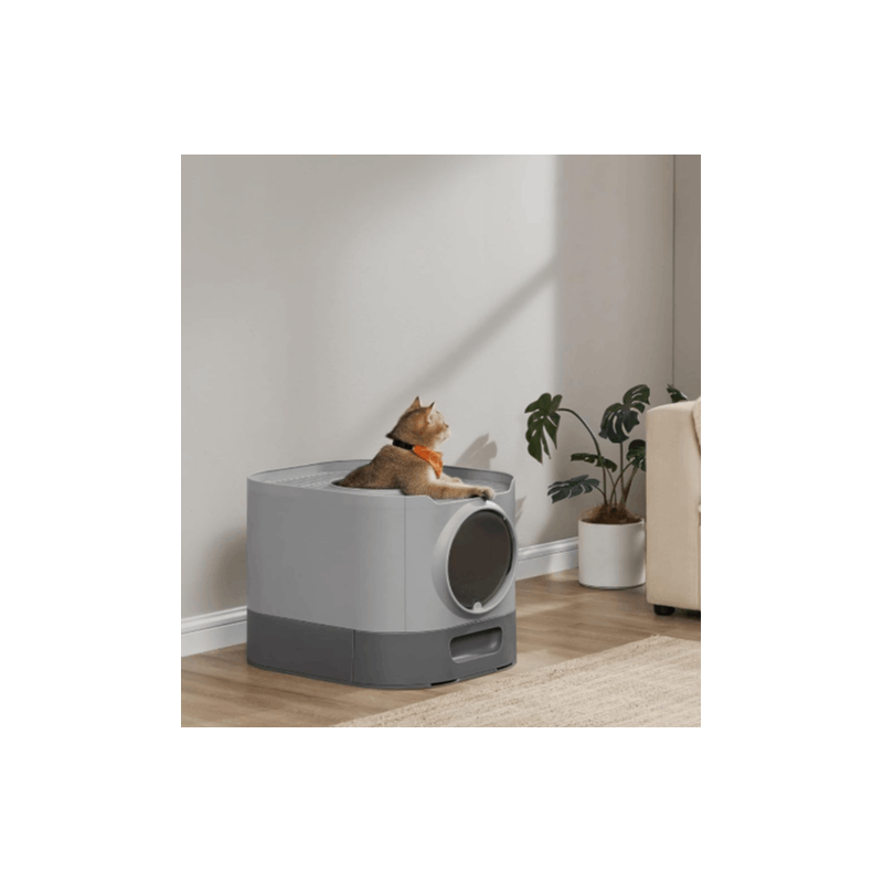 TEMU Litière pour Chat XXL, avec Couvercle, Plateau Amovible, Pelle, Brosse, Moins de