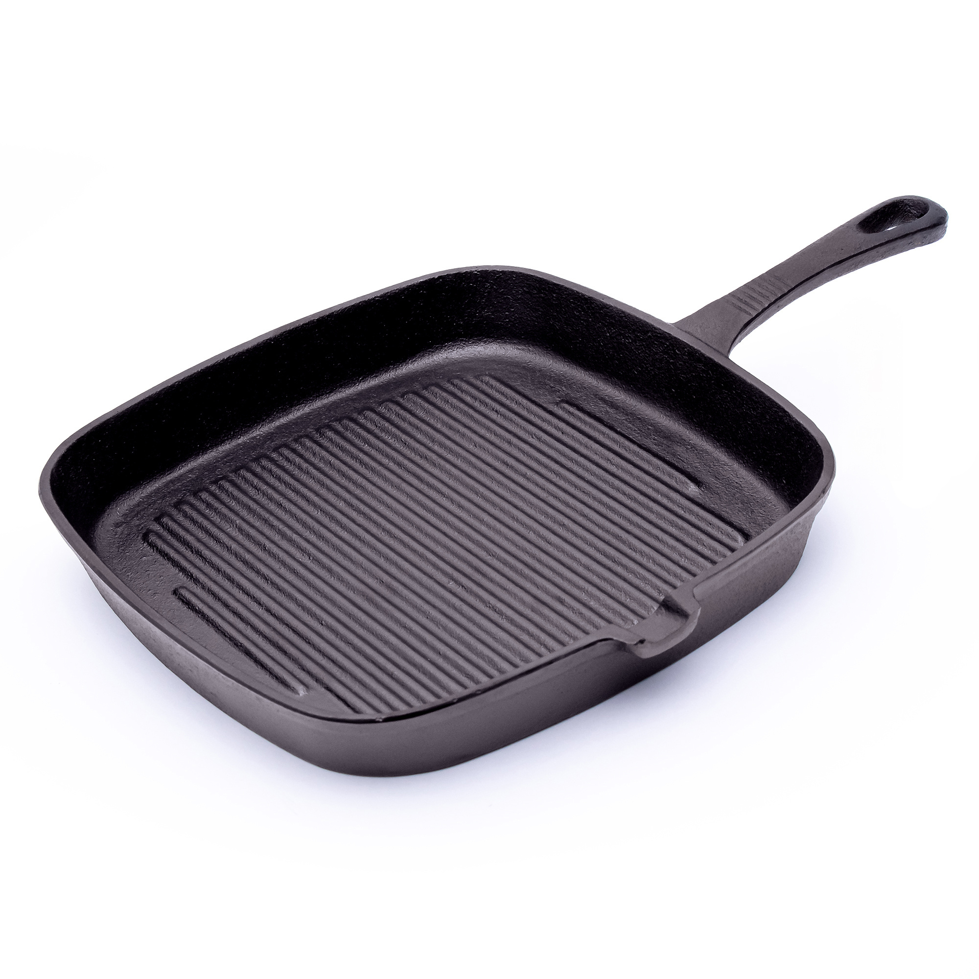 Grill Pan Made Of Cast Iron - 23 Cm - Square Frying Pan, Suitable For Gas And Induction, Ribbed Cast Iron Pan With Handle, Cast Pan For Meat Steak Vegetables - Coated