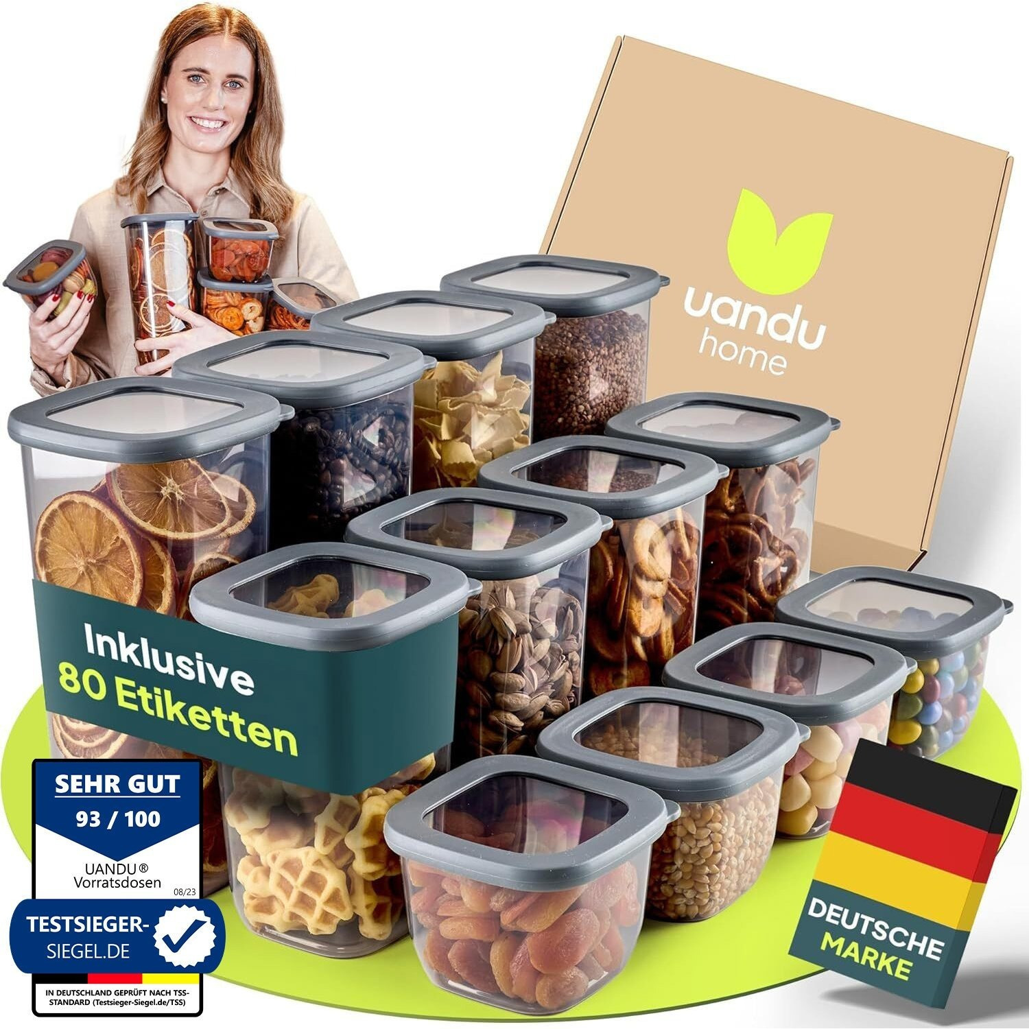 TEMU Uandu Storage Containers With Lids Airtight - Containers For Kitchen, Food Storage | Airtight Storage Box Set . 80 Labels | Storage Containers