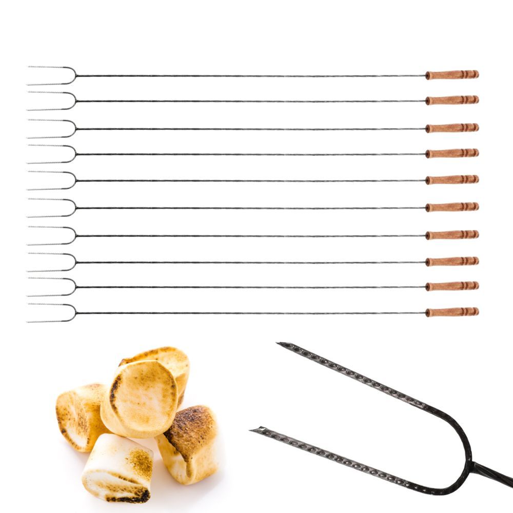 Campfire Grill Skewers, 100 Cm Marshmallow Roasting Sticks, Long Bbq Skewers, 10-piece Fire Pit Skewer Set For Campfire Grilling