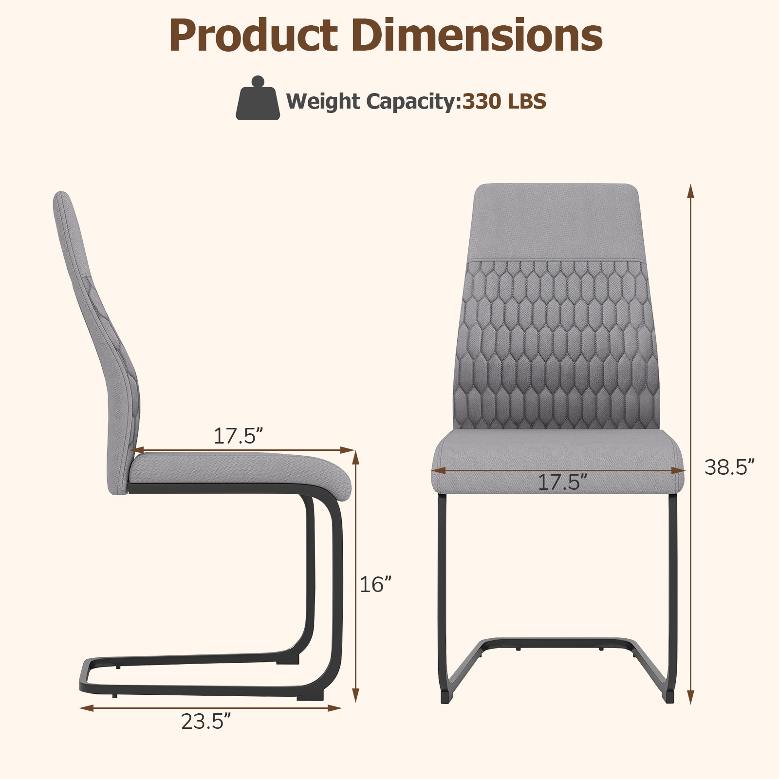 Modern Dining Chair Set Of 4, Armless Kitchen Chair W/tilt High Backrest, U-shaped Metal Base, Non-slip Foot Pad, Padded Seat & Back, Upholstered Accent Chair For Indoor Home