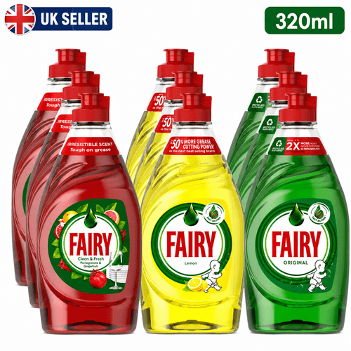 fairy washing up liquid mixed pack of 9 x 320 each lemon original pomegranate grapefruit household