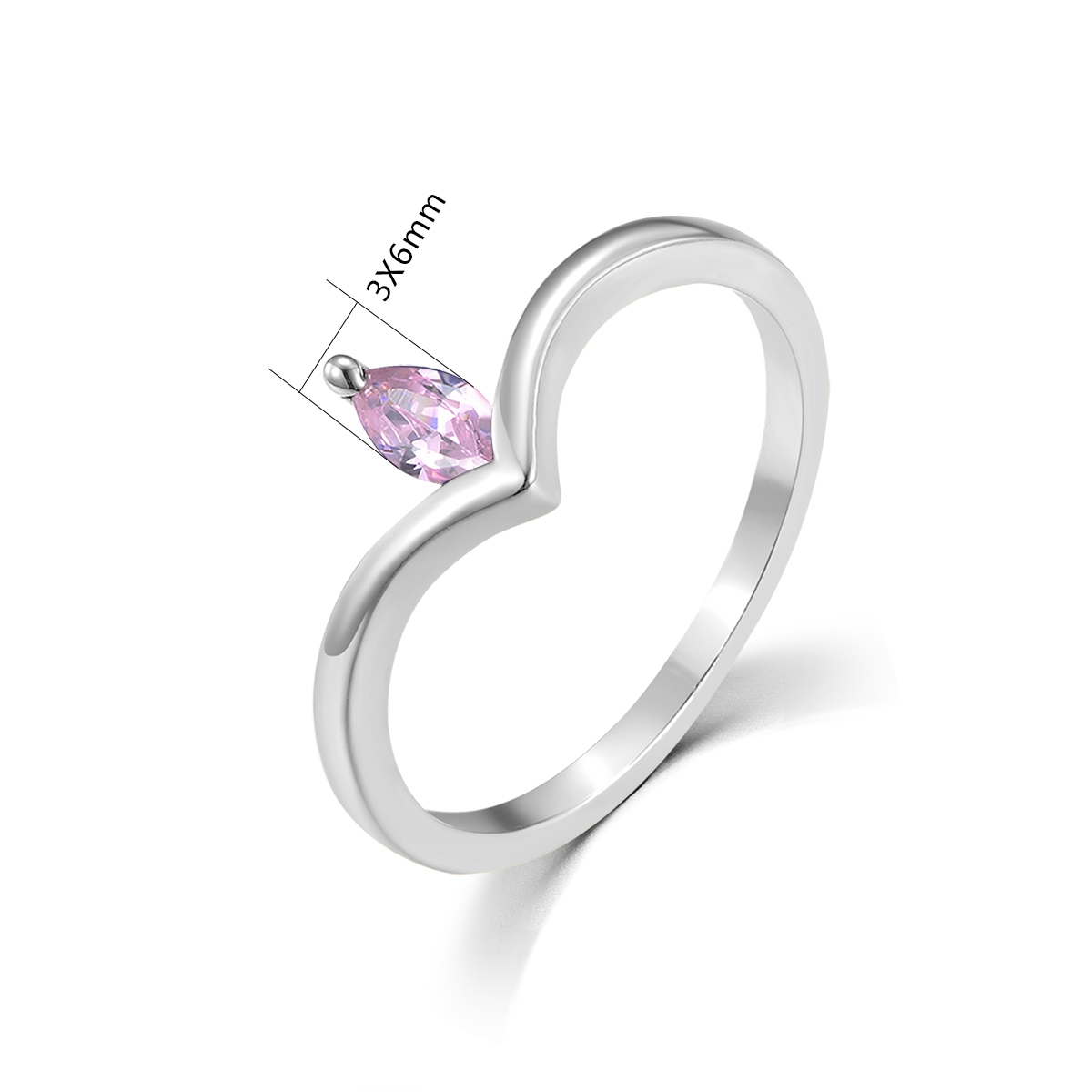 Women's 925 Sterling Silver Marquise Cut Pink Sapphire Solitaire Ring