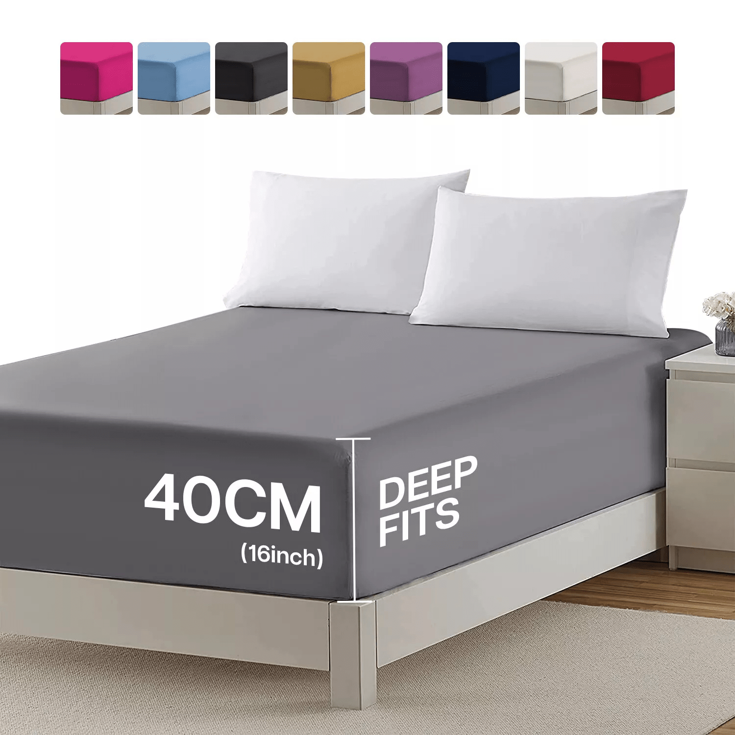 TEMU 40cm Extra Deep Fitted Sheets With Elastic, For Thick & Pillow Top Mattresses, Premium Bedding For Everyday Use, & Quick Dry, For Modern
