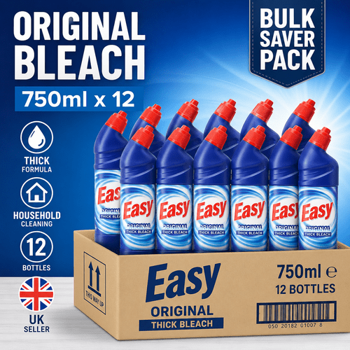 easy original thick bleach powerful household cleaner stain 12 x 750ml