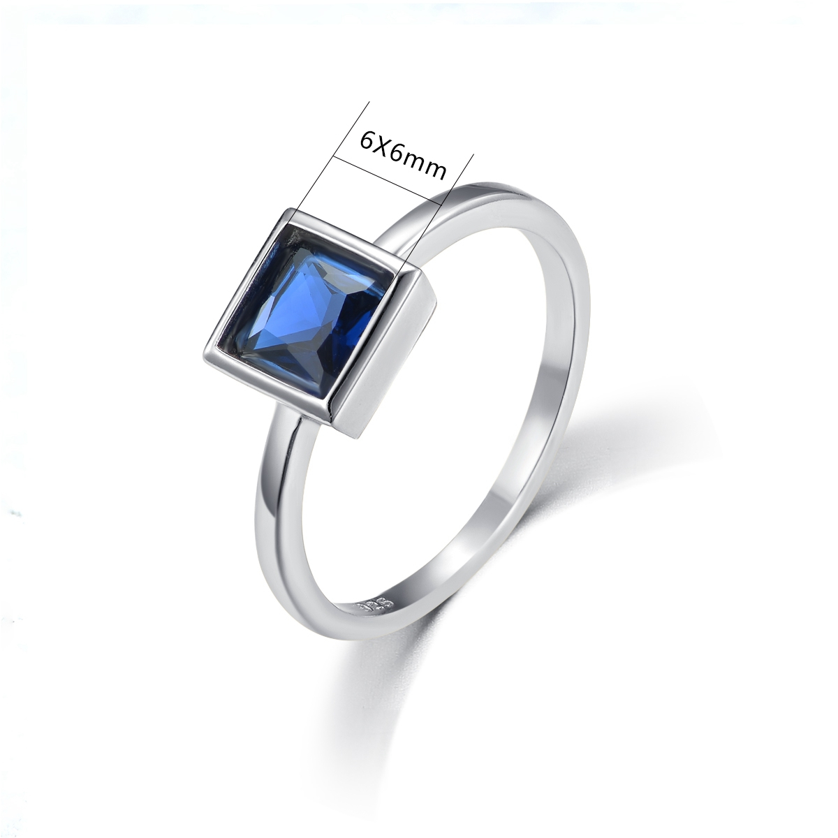 Ladies 925 Silver 1.25 Carat Princess Cut Sapphire Solitaire Ring