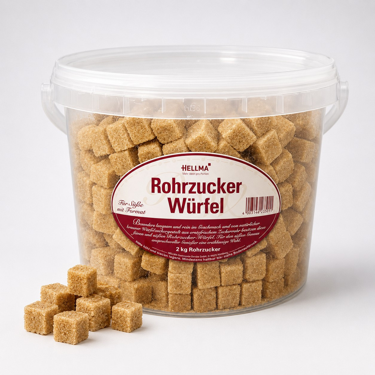 Image of Hellma Cube Sugar - Brown Sugar For Coffee & Tea - Individually Hygienically Packed For Gastronomy & Office - 2kg Bulk Pack