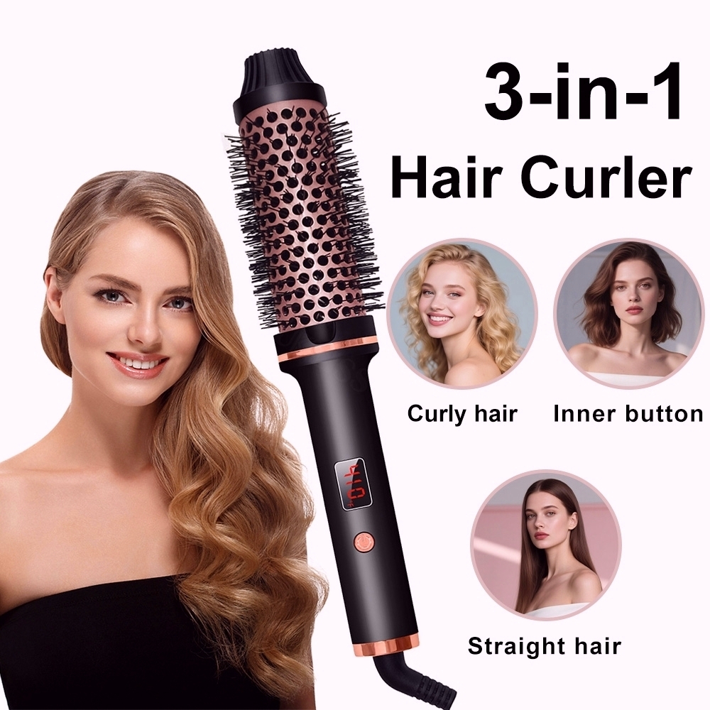 TEMU 3-in-1 Multifunctional Hair Straightener, Portable Curling Curling Wand, Lcd Display, Anti Scald Temperature Control, Uk Plug, Ion Hair Care