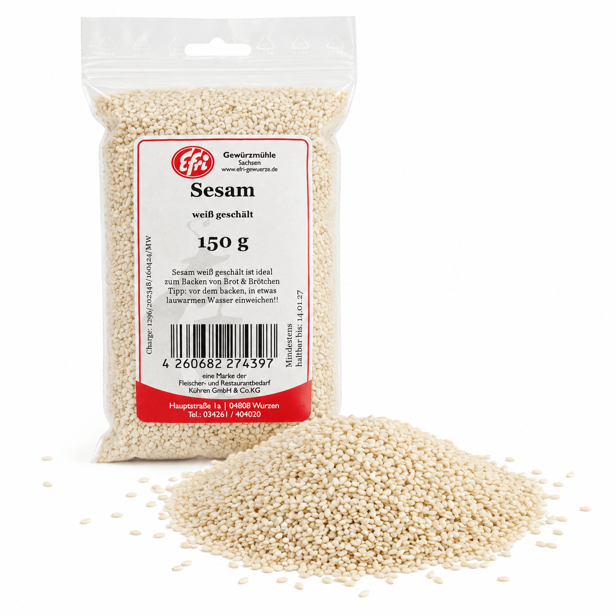 White Hulled Sesame Seeds, 150g