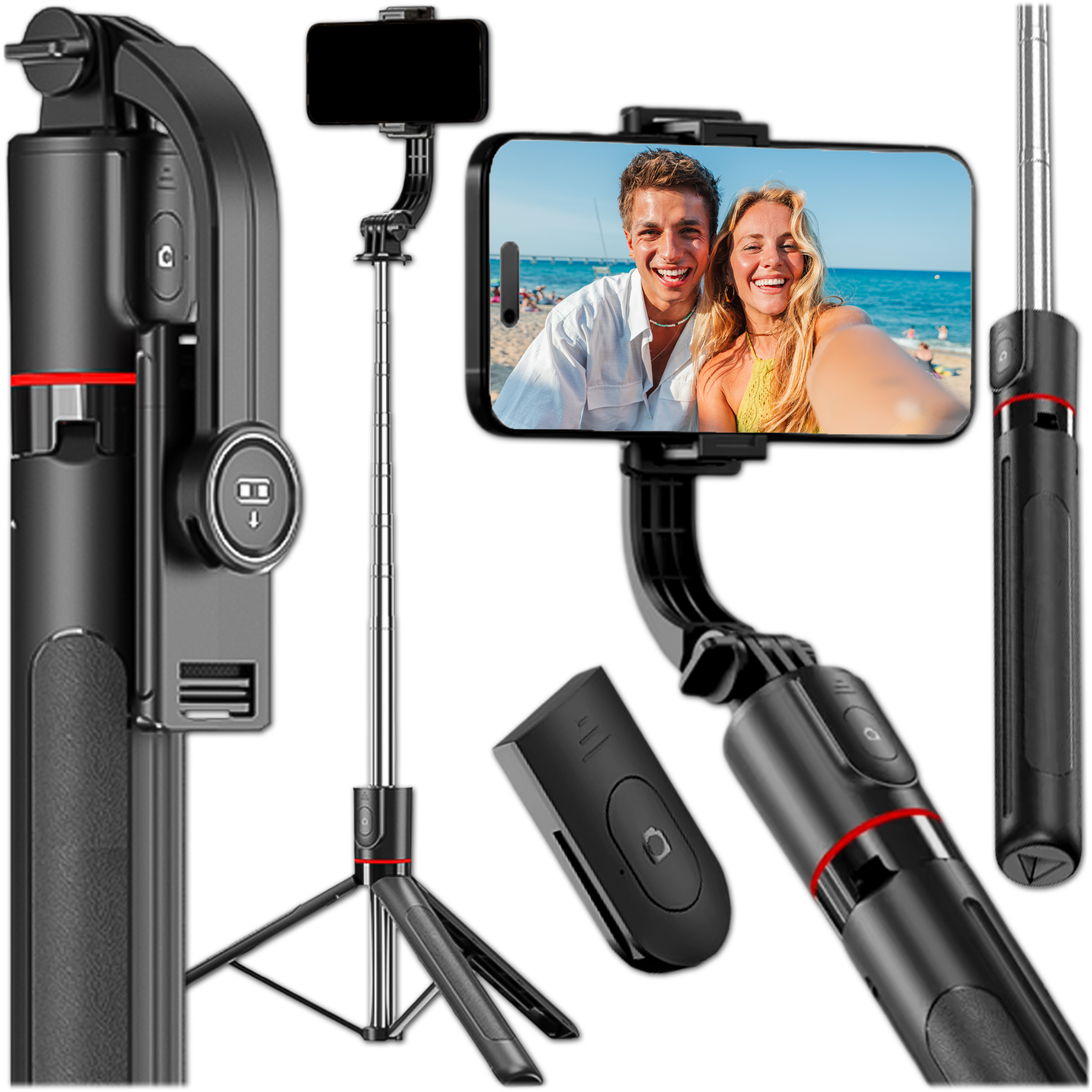 Image of Crumad Handy Tripod 150 Cm, Telescopic Tripod And Selfie Stick For Smartphone, Mount For Video, Photo, Vlog, Live, At Home And Travel