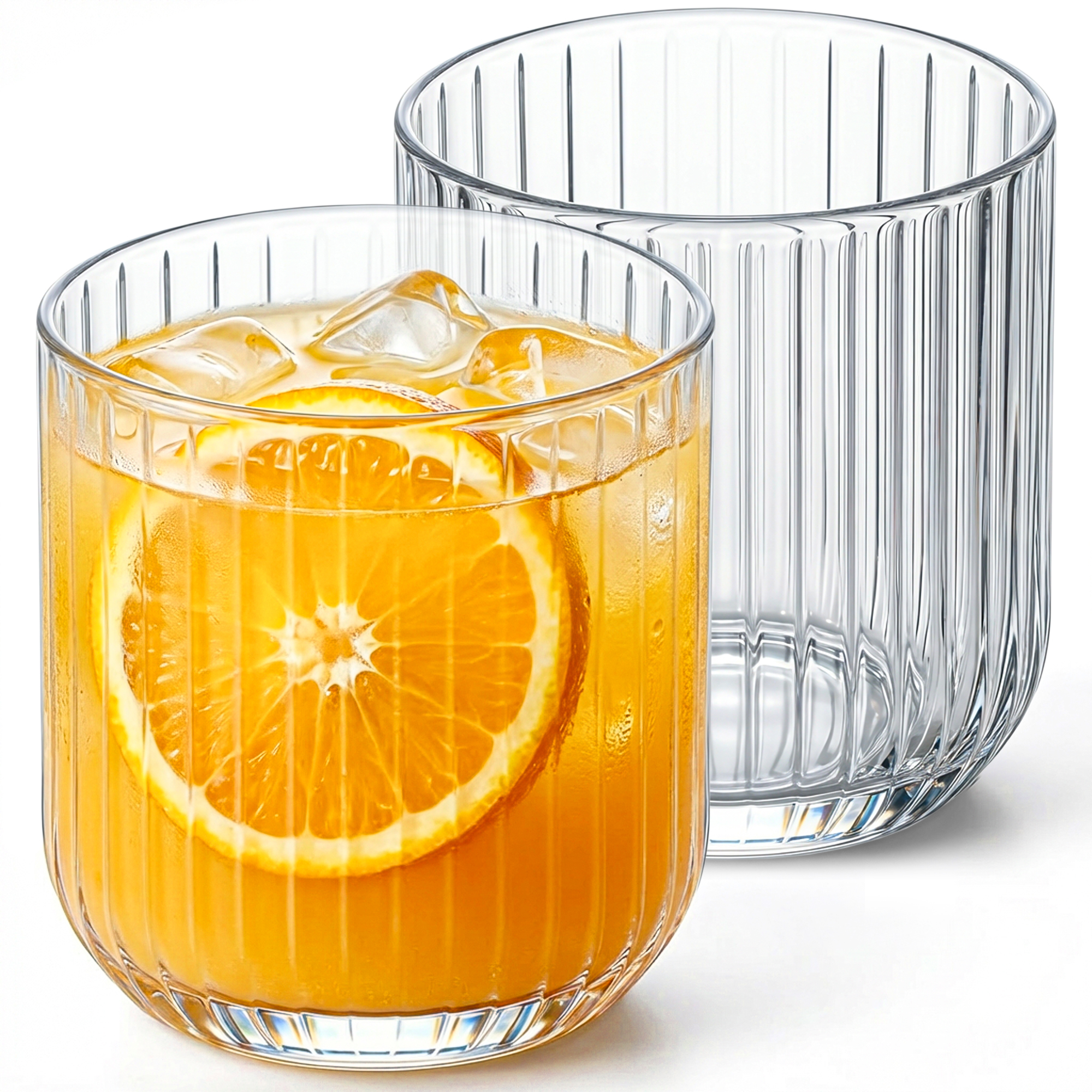 Ridged Glasses Set Of 6, Drinking Glasses, Water Glasses, Dishwasher Safe