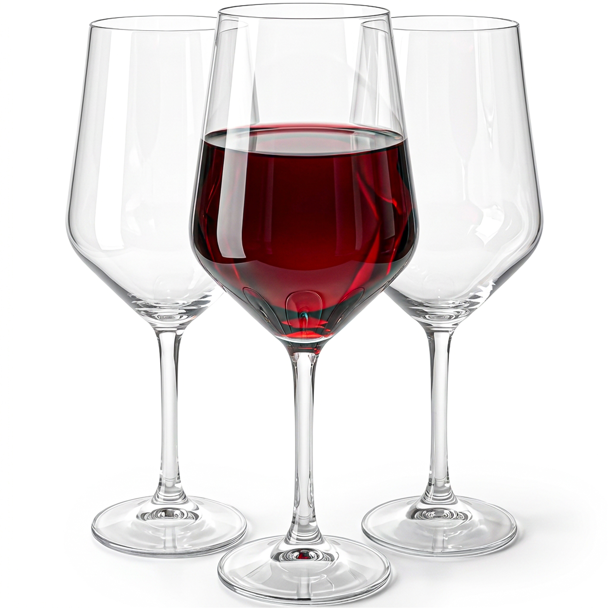 Red Wine Glasses 6pcs Set 580 Ml - Large Wine Glasses Made Of Thin-walled Glass For Development - Elegant Wine Stems - Dishwasher Safe