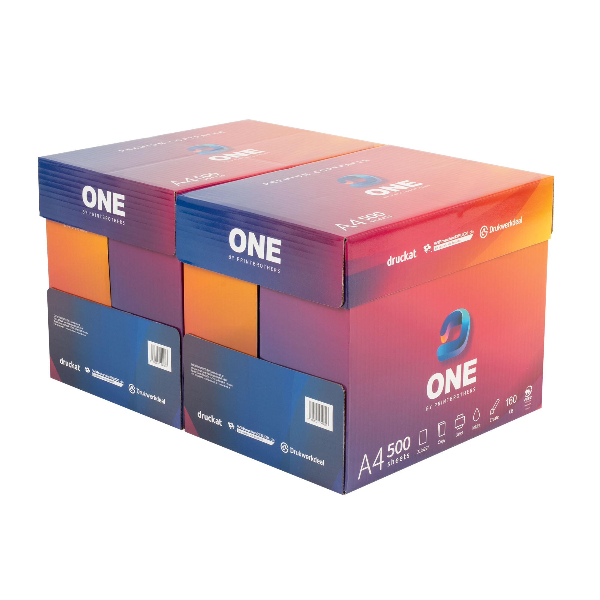 E-shop DIN A4 - 5.000 Blatt - weißes Druckerpapier - Ideal für Büro im Heim - ONE by Printbrothers (2 Kartons | 5.000 Blatt)