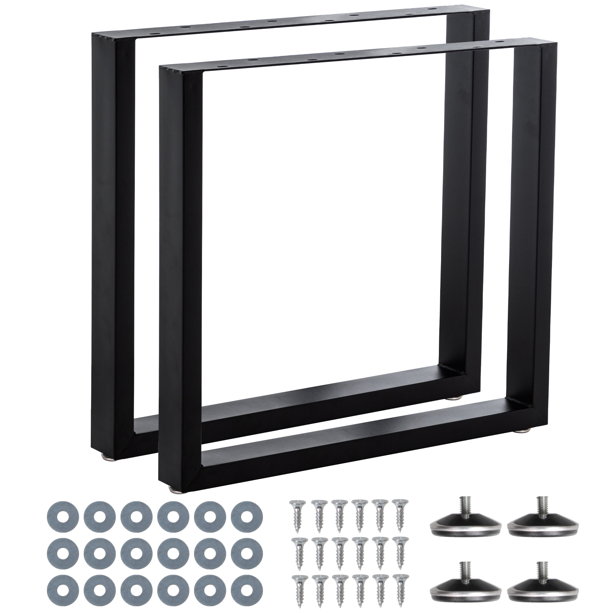 Image of Adjustable Furniture Legs, Square Reinforced Steel Office Table Legs Set Of 2 For Diy, 1000 Lbs Heavy Duty Desk Legs, Quick Instalation & Legs Black