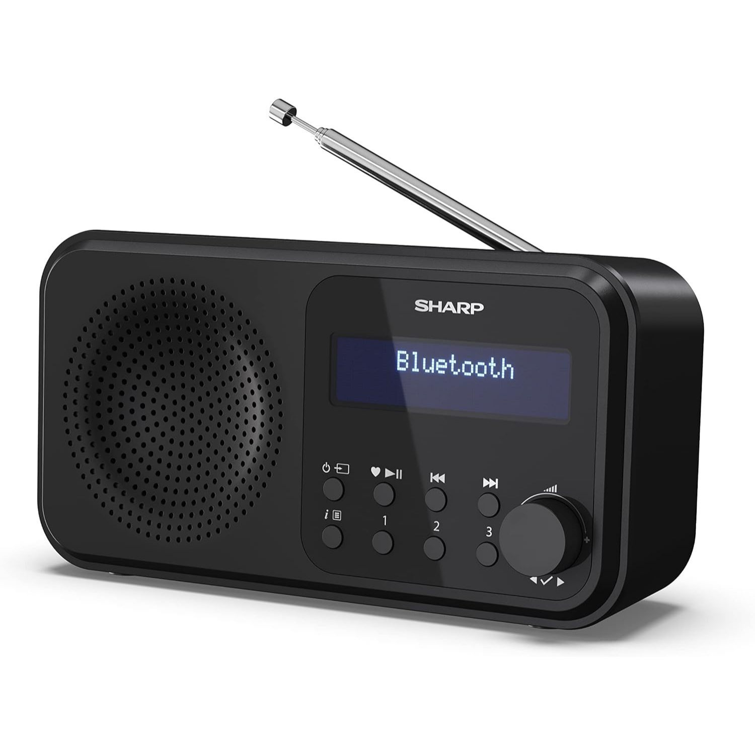 Sharp Portable Dab+ Radio With Bluetooth 5.0, Dab+/fm, Usb Or Battery Operation, Dual Alarm, 40 Station Memory, Headphone Jack - Black, Dr-p420