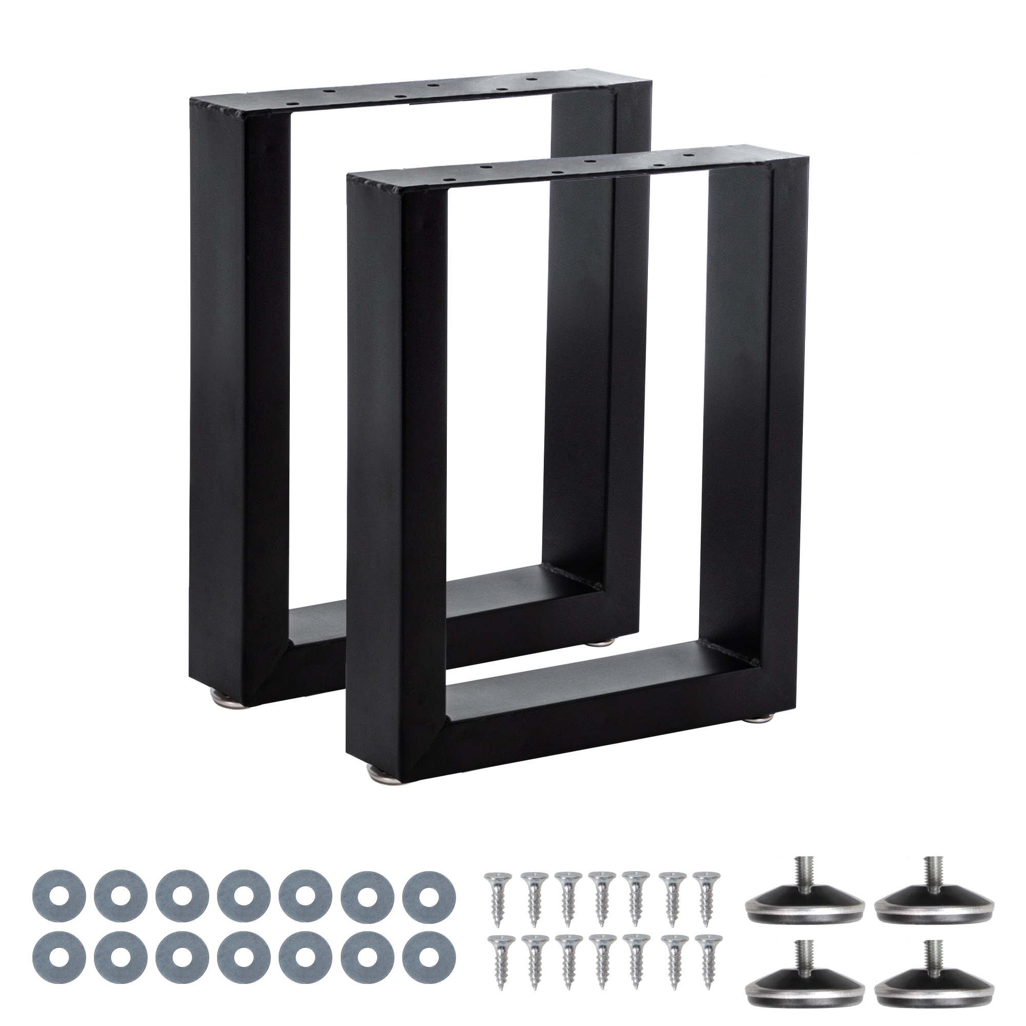 Adjustable Furniture Legs, Square Reinforced Steel Office Table Legs Set Of 2 For Diy, 1000 Lbs Heavy Duty Desk Legs, Quick Instalation & Legs Black