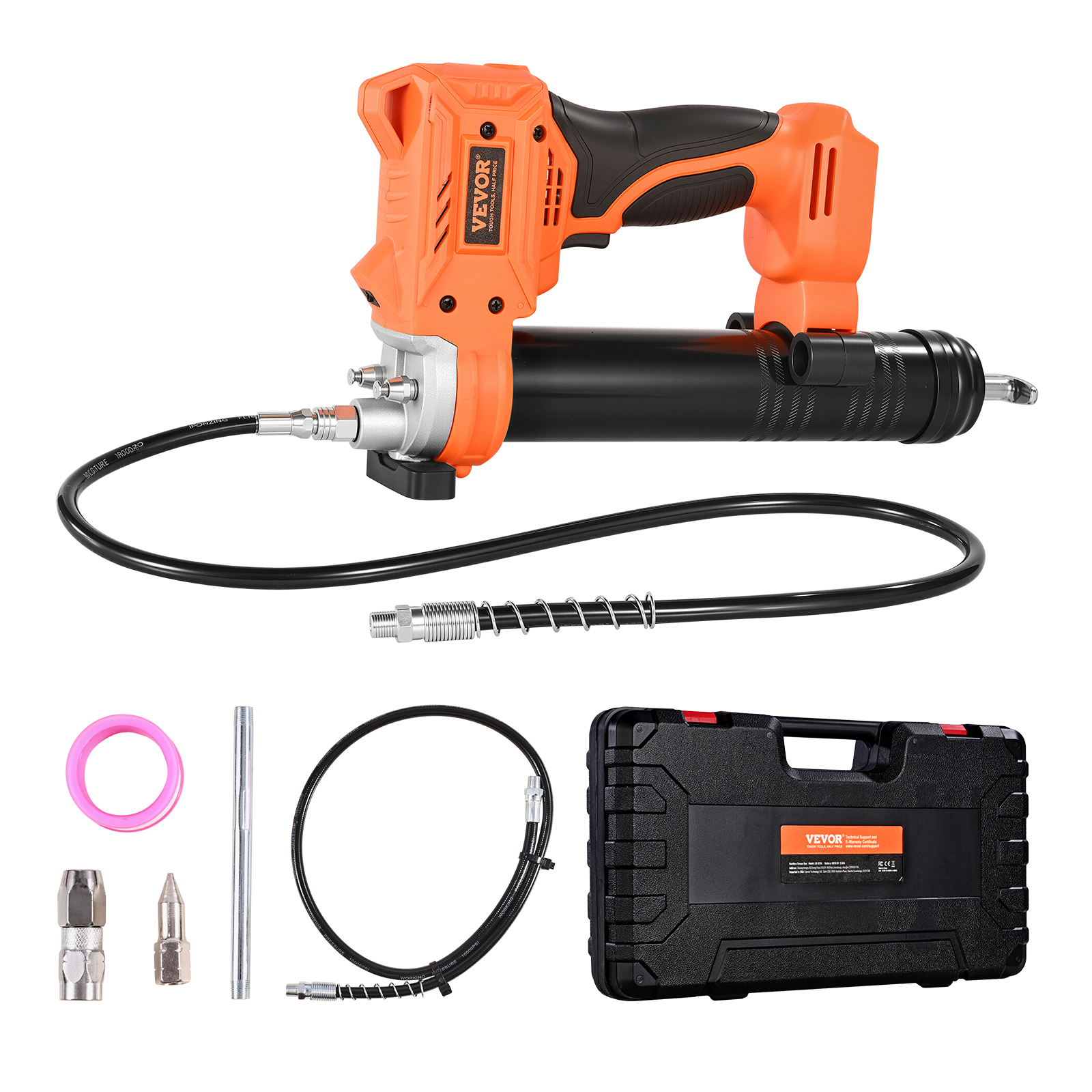 Image of Vevor Cordless Grease, 8000 Psi Max Pressure, Battery Operated Grease With Led Light & 35.4-inch Long Hose, Compatible With Makita Batteries, For Greasing Vehicles Or Machines (tool Only)