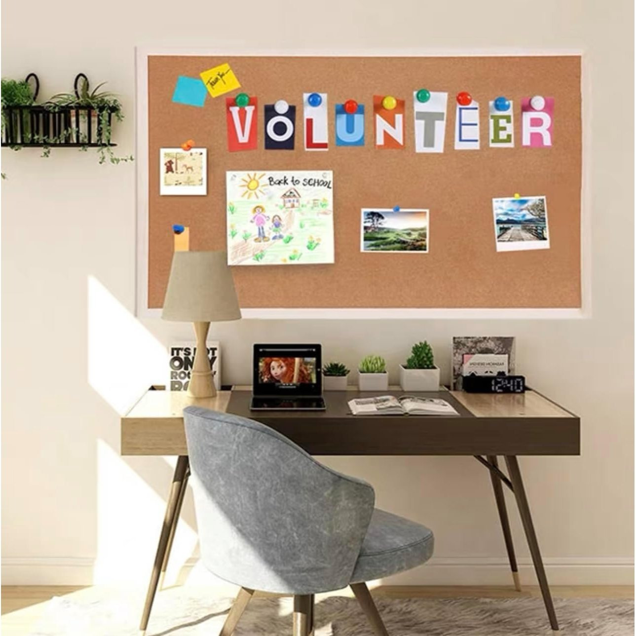 TEMU Tablero de Corcho, Tablón de Anuncios con de Madera Tablero de Nota de Pared de Corcho para Decoración del Hogar.