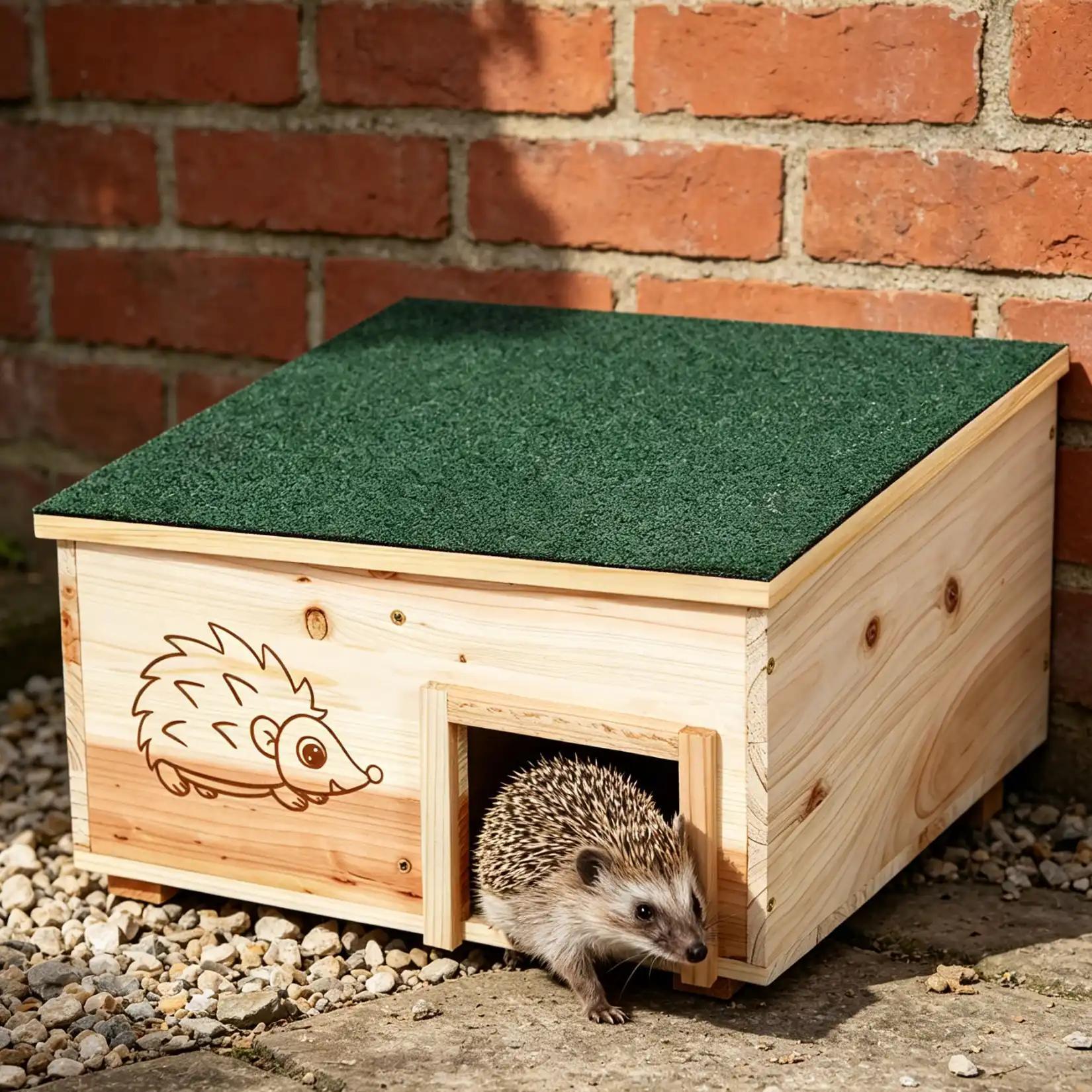 TEMU 1pcs L38xw38xh22.5cm Wooden Hedgehog House With Removable Roof, Outdoor Garden Hamster Habitat Shelter Feeding Box