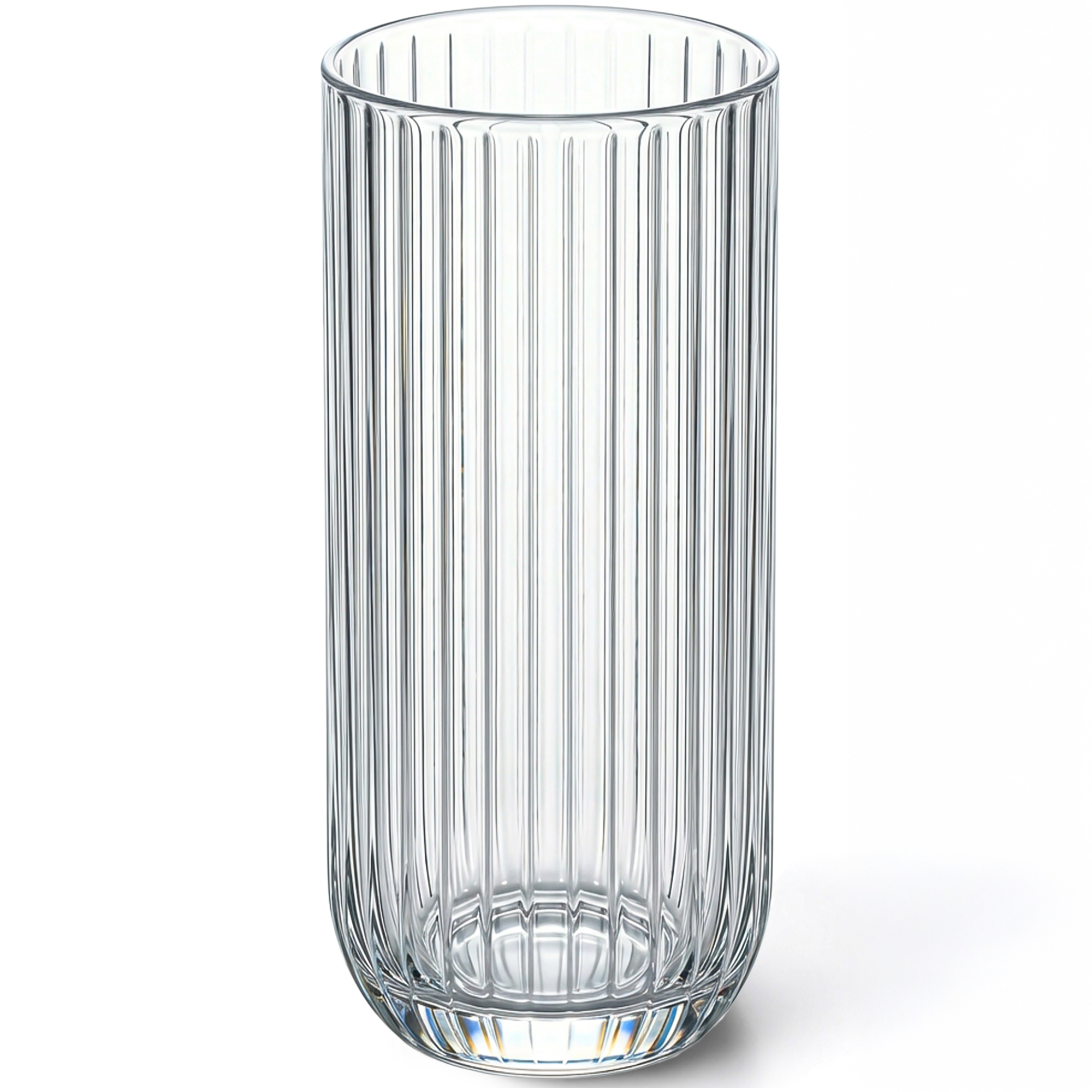 Image of Drinking Glasses 6pcs Set - 390 Ml Ribbed Long Drink Glasses Made Of Clear Glass, Water Glass Set, Dishwasher Safe, For Water, Juices & S