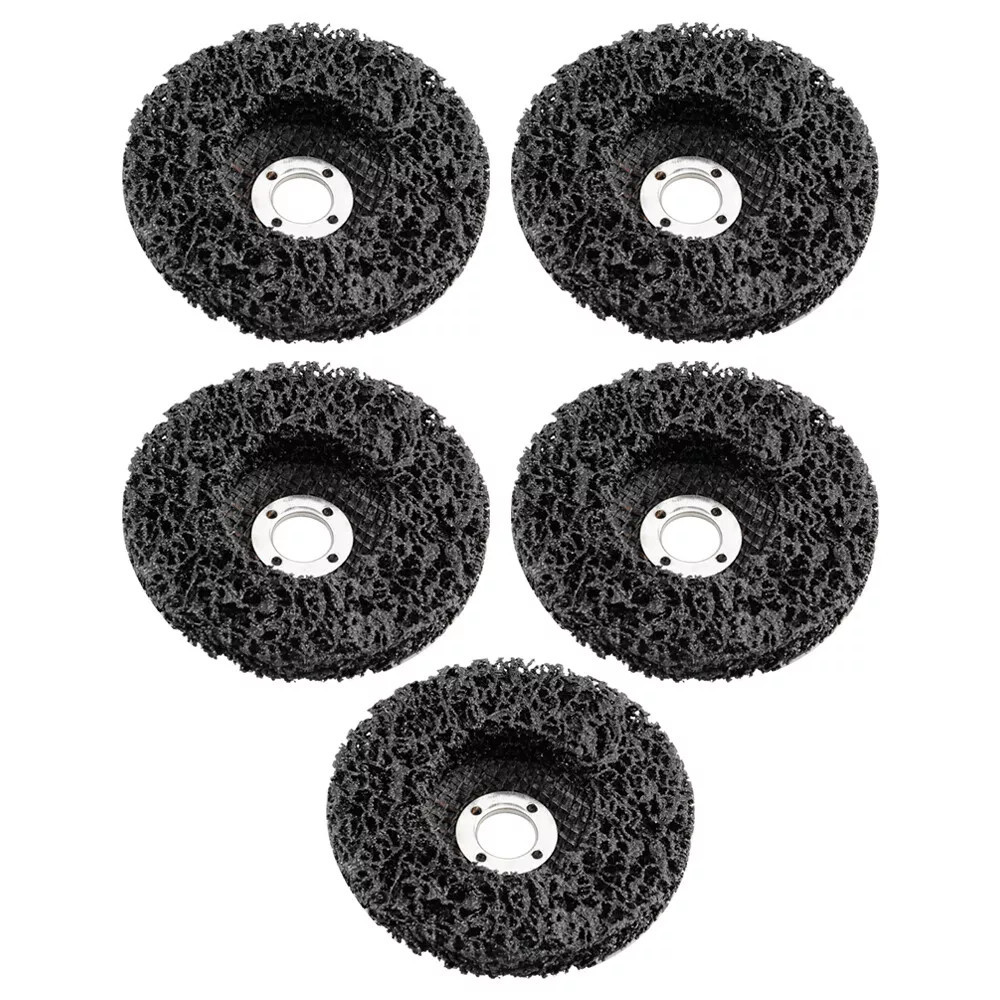 5pcs 100mm Black Cleaning Discs For Angle Grinder Polyurethane Coated Abrasive Wheel Set For Surface Paint And Rust Removal 100mm X 13mm X 16mm Nylon Grinding Disc Replacement Accessory