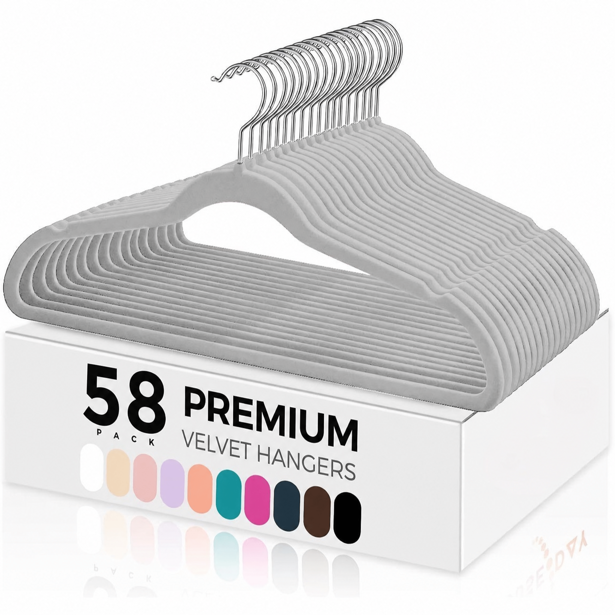 48/58 Pack Hangers, Non-slip Felt Hangers, Space-, Hook Premium Suit Hangers