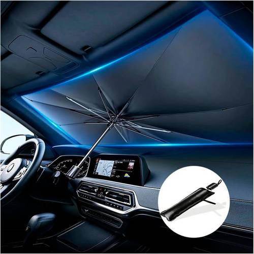 imagen del artículo parasol coche delantero protector solar suv y camión parasol paraguas coche a los rayos uv parasol plegable141x81cm.