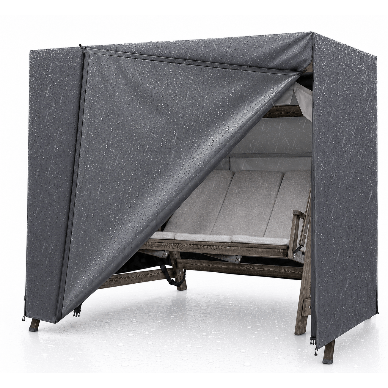 Image of Tk Cover For Hanging Swing, For 2,3,4-seater, Waterproof & Windproof & Uv Protection Protective Cover - Tear-resistant Tarpaulin Garden Swing - 210x150x150cm