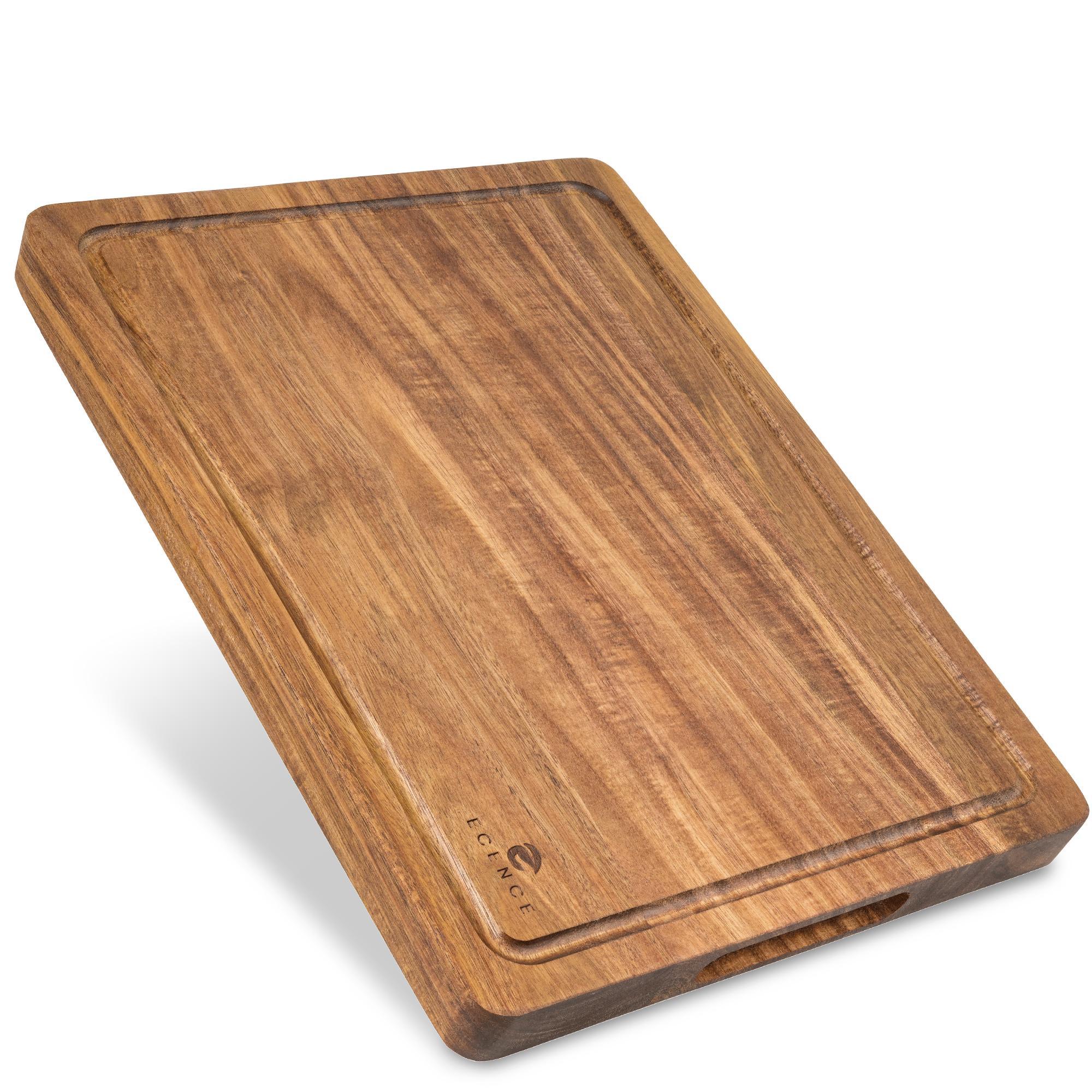 Image of Ence Cutting Board Wood Large 40x30x3cm - High- Board Made Of Acacia Wood, Usable On Sides, With Juice , Serving Depression & Lateral Handle Recesses