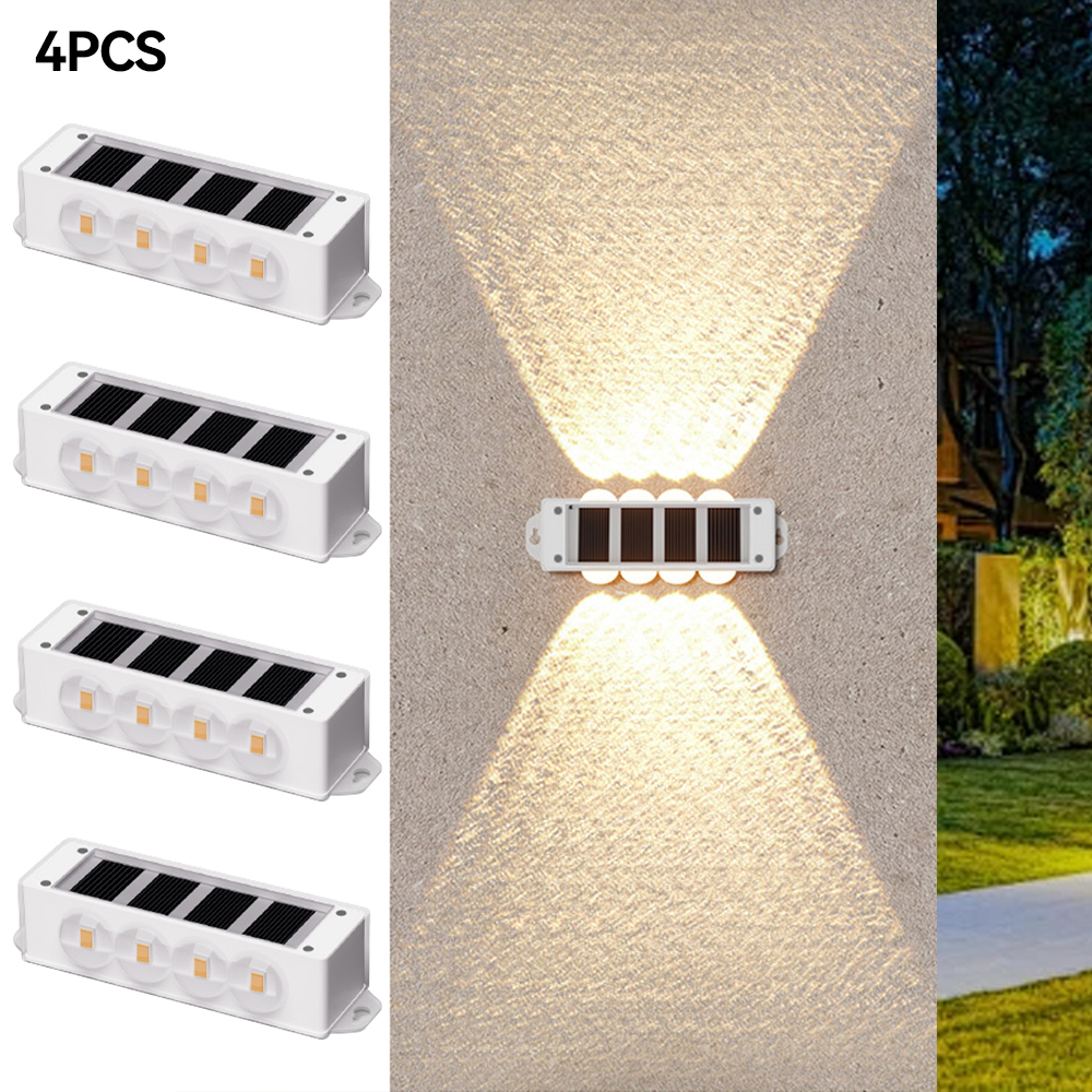 Image of 4pcs Solar Outdoor Garden Lights, 7 Adjustable Brightness,solar Powered Led Light Lasts 6-12 Hours, Ideal For Stairs, Terrace, Fence, Courtyard, Patio And Balcony Outdoor Landscape Lighting