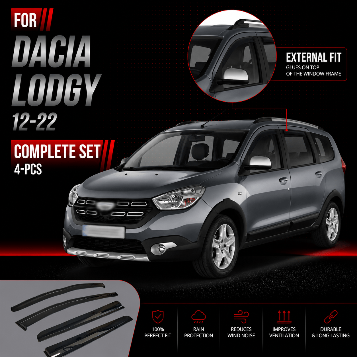 Image of Wind Deflectors For 2012 – 2022, Air Deflectors, Rain Deflectors, Car Window Rain Guards, Adhesive Deflectors, 2 Pieces, External Fit For 2012 2013 2014 2015 2016 2017 2018 2019 2020 2021 2022