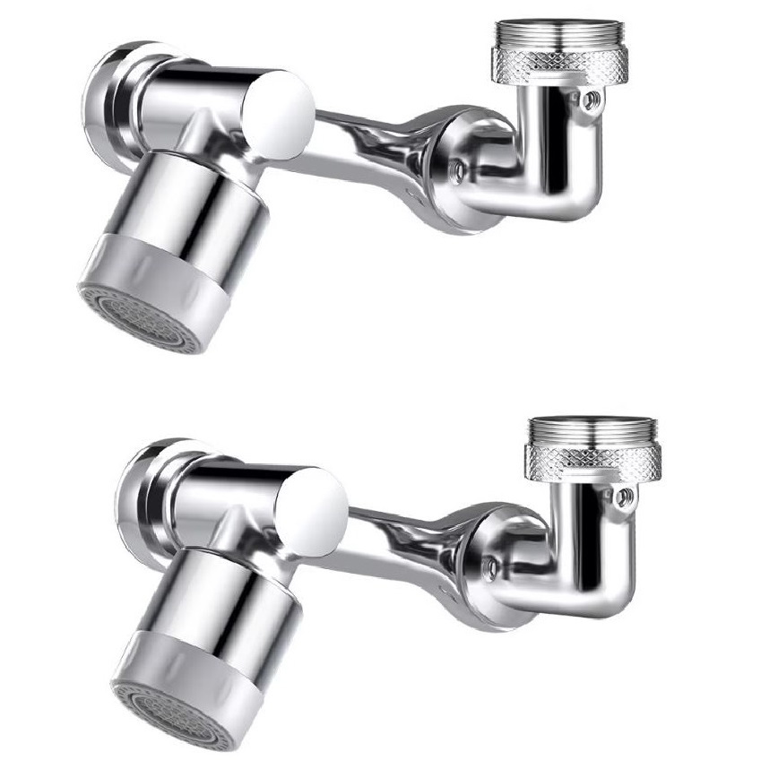 Image of 2pcs Of Multifunctional Rotating Faucet Accessories With 1080° Rotatable Universal Faucet Extender - Robot Arm Sprayer, 2 Water Jet , For Kitchen And Bathroom Sinks, Washing And Gargling, Abs Plastic