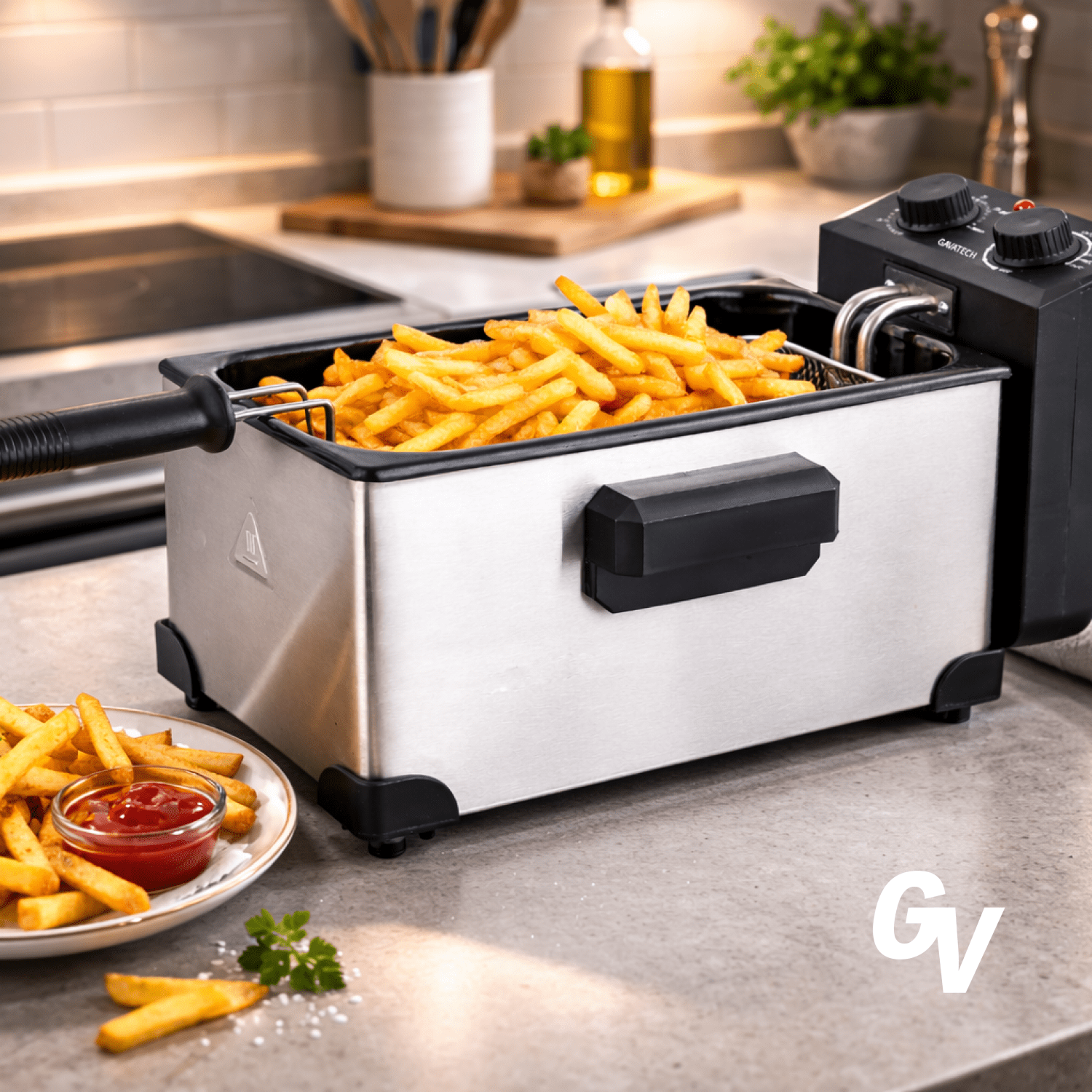 TEMU 3-liter Electric Stainless Steel Deep Fryer, 2000w, Adjustable Temperature Control