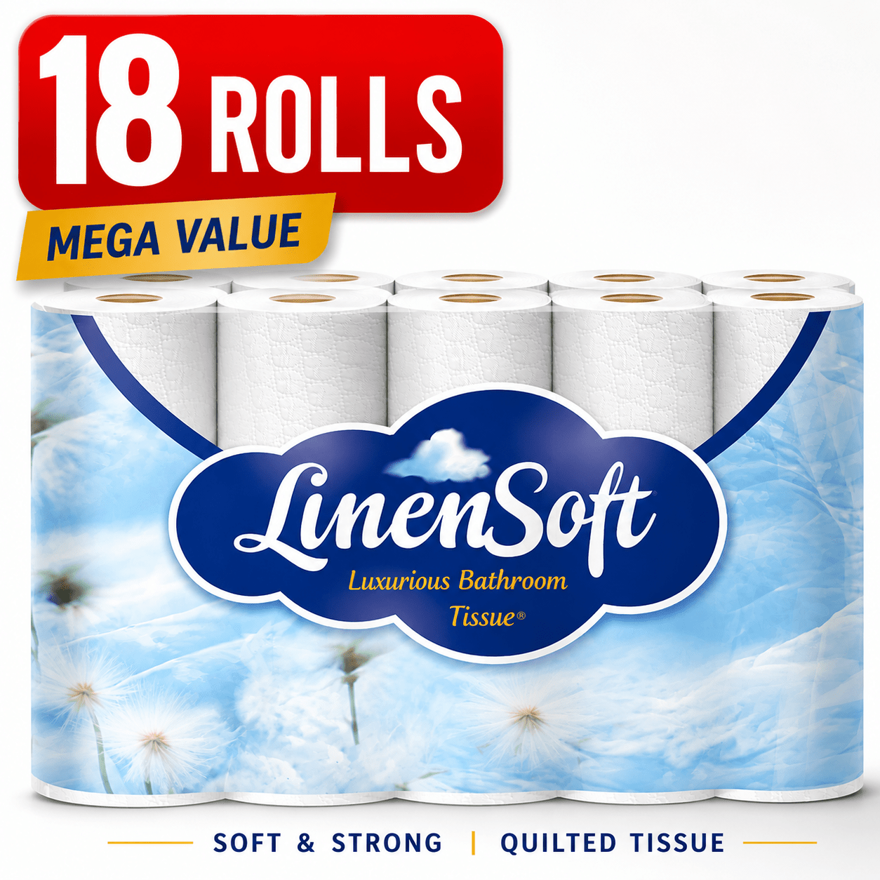 TEMU 18 Rolls Toilet Tissue – Quilted 2 Ply – Long Lasting Pack