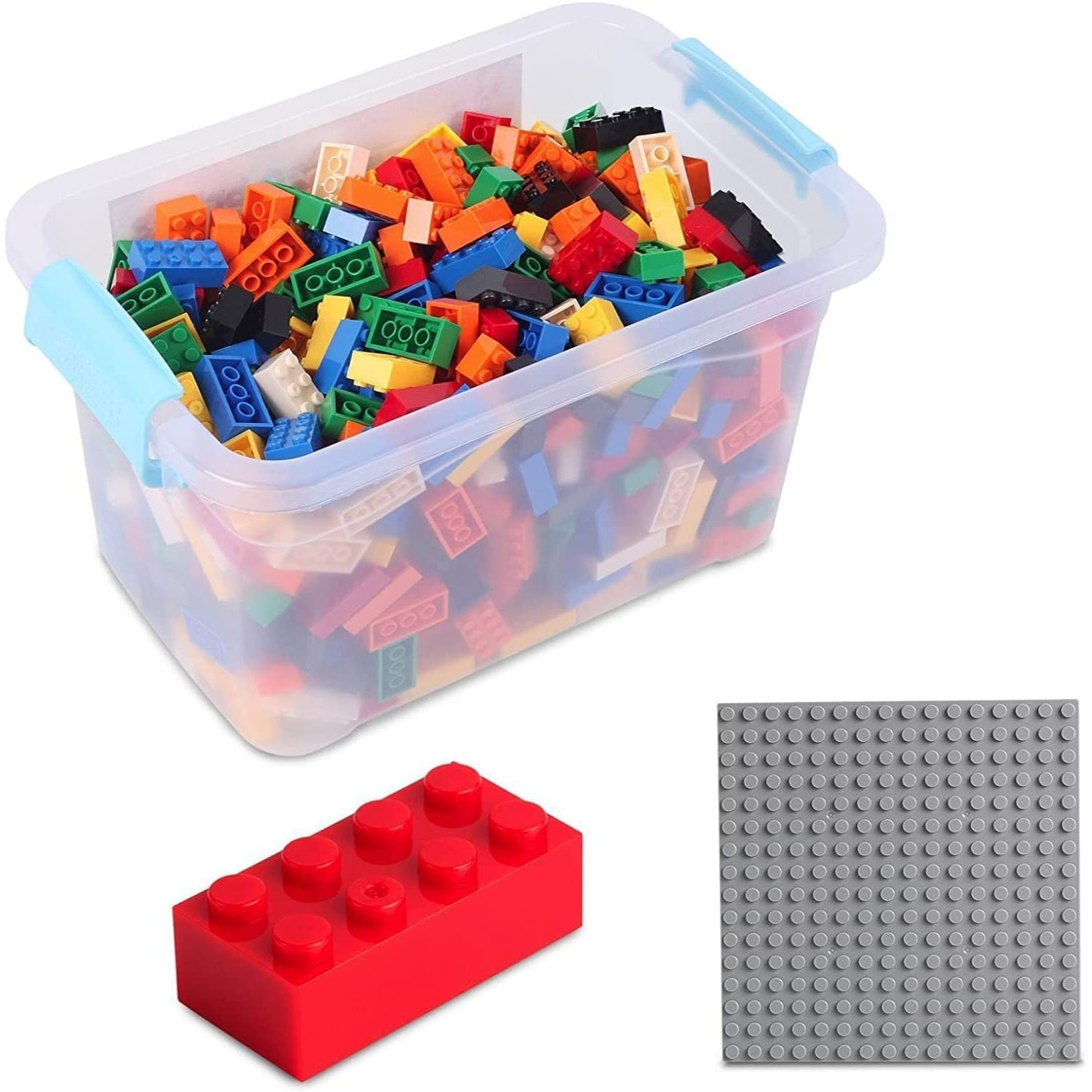 Building Blocks Box Set With 520 Stones + Plate + Box Construction Toy Stones Compatible With Brands - Stacking Toy Clamping Blocks Box Mixed Colors Boys Girls Building Plate Set