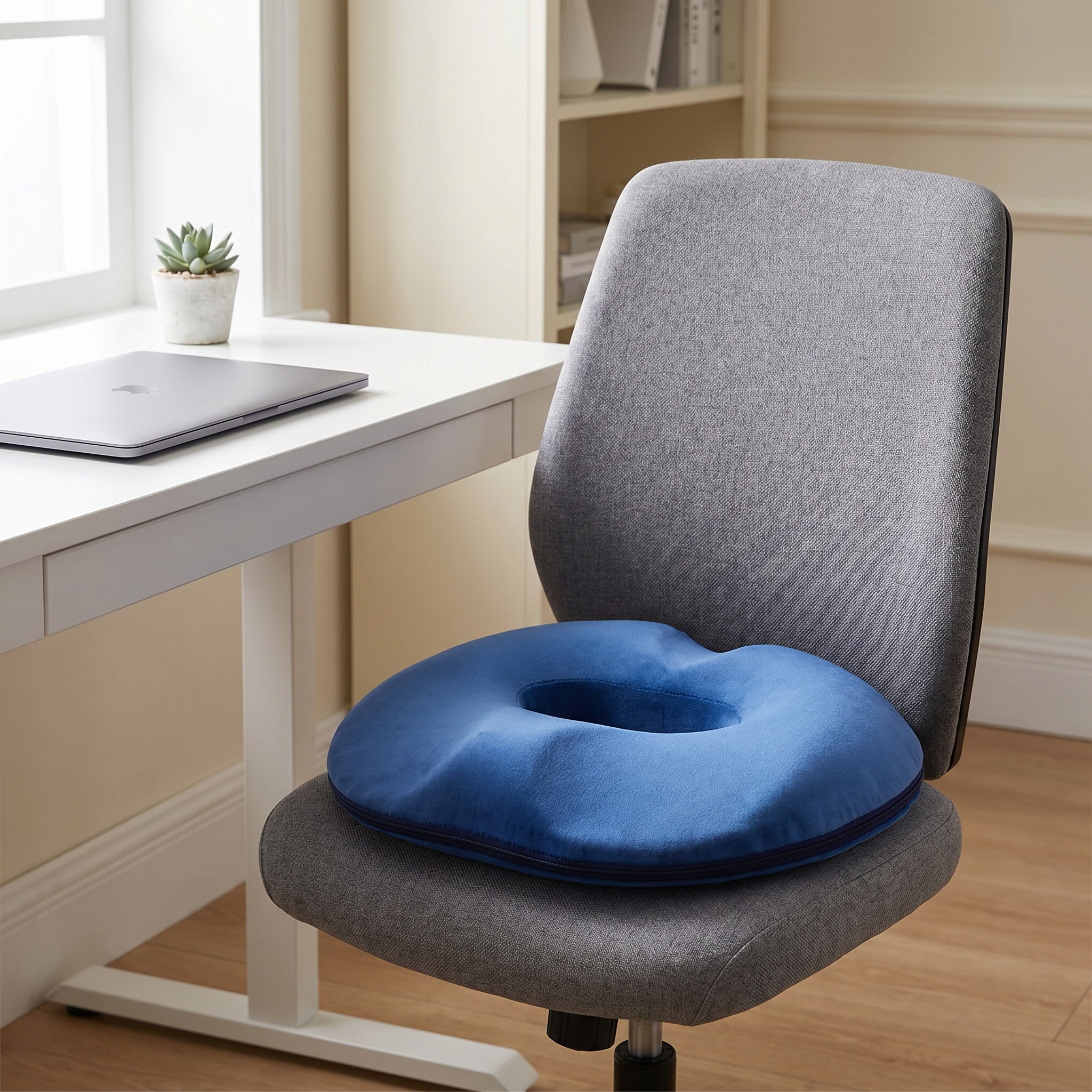 TEMU Seat Cushion For Women And Men – Made Of Polyester Fibre & Memory Foam, Blue – Soft Support For Daily Use
