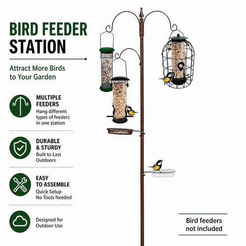 bird feeders hanging station with 2 dishes feeder pole feeding station metal bird feeder stand feeders for small birds garden decorations only station feeder not included