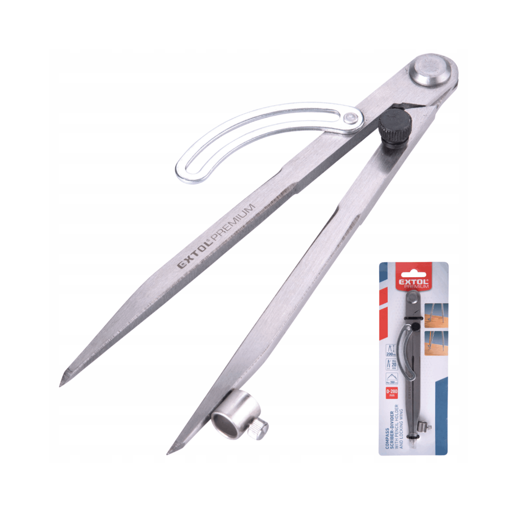 Metal Drafting Compass With Lock, Range 0-280 Mm
