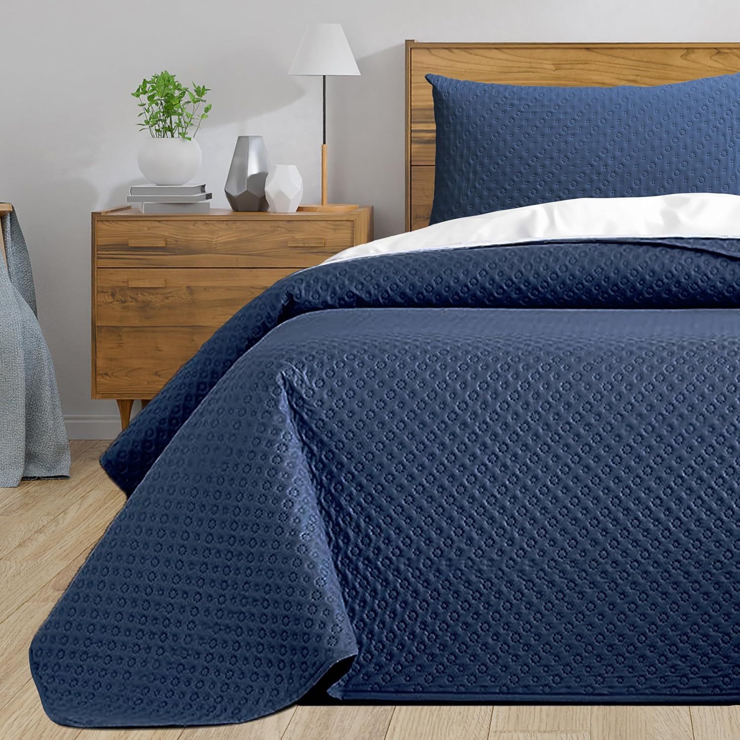 TEMU 【top】Colcha acolchada transpirable, con fundas de almohada para camas 90/105/135/150/180 cm-azul
