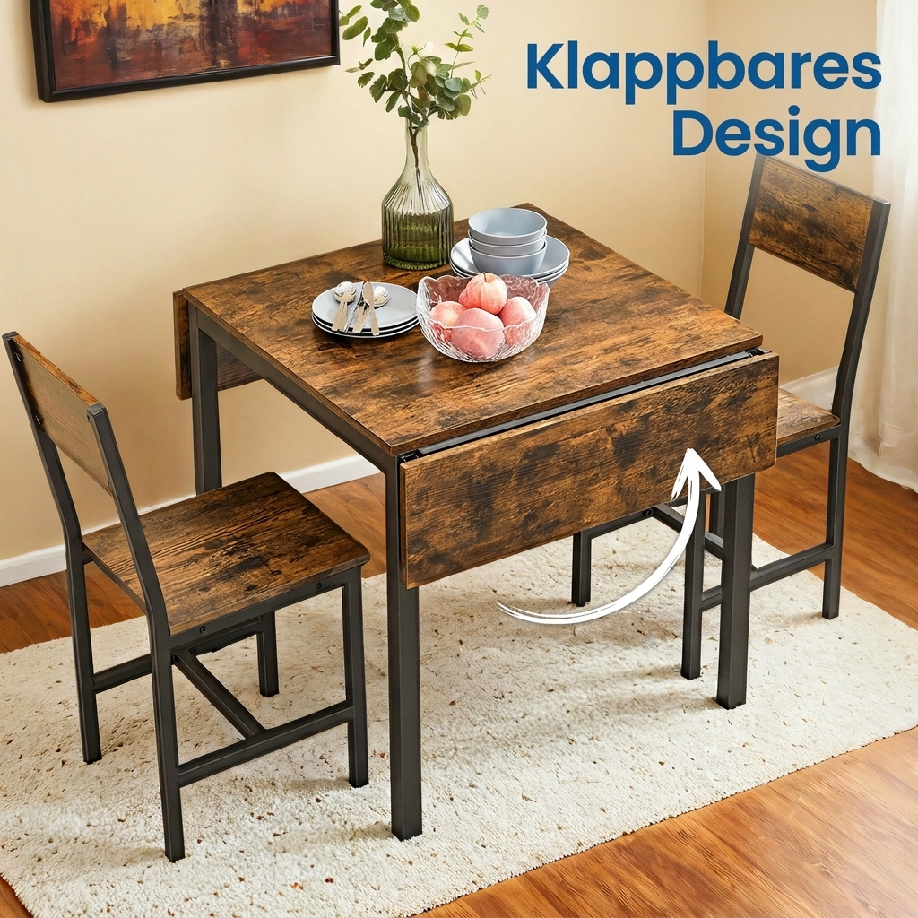 E-shop Platzsparender Klapptisch Esstisch für 2-4 Personen ,Vintage Design ,Ideal für kleine Küche/Wohnung/Innenhofgarten (Schneller Versand von )