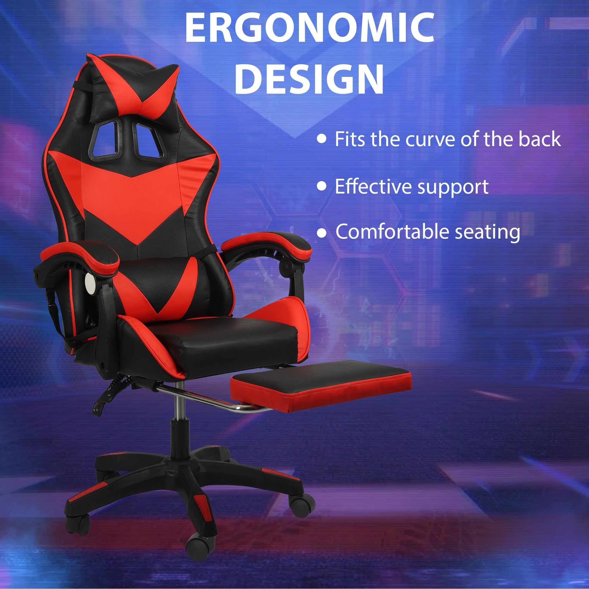 High Back Ergonomic Gaming Chair with Footrest