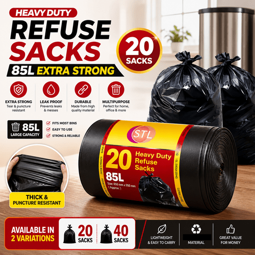 extra strong heavy duty black bin liners rubbish bags waste garbage sacks