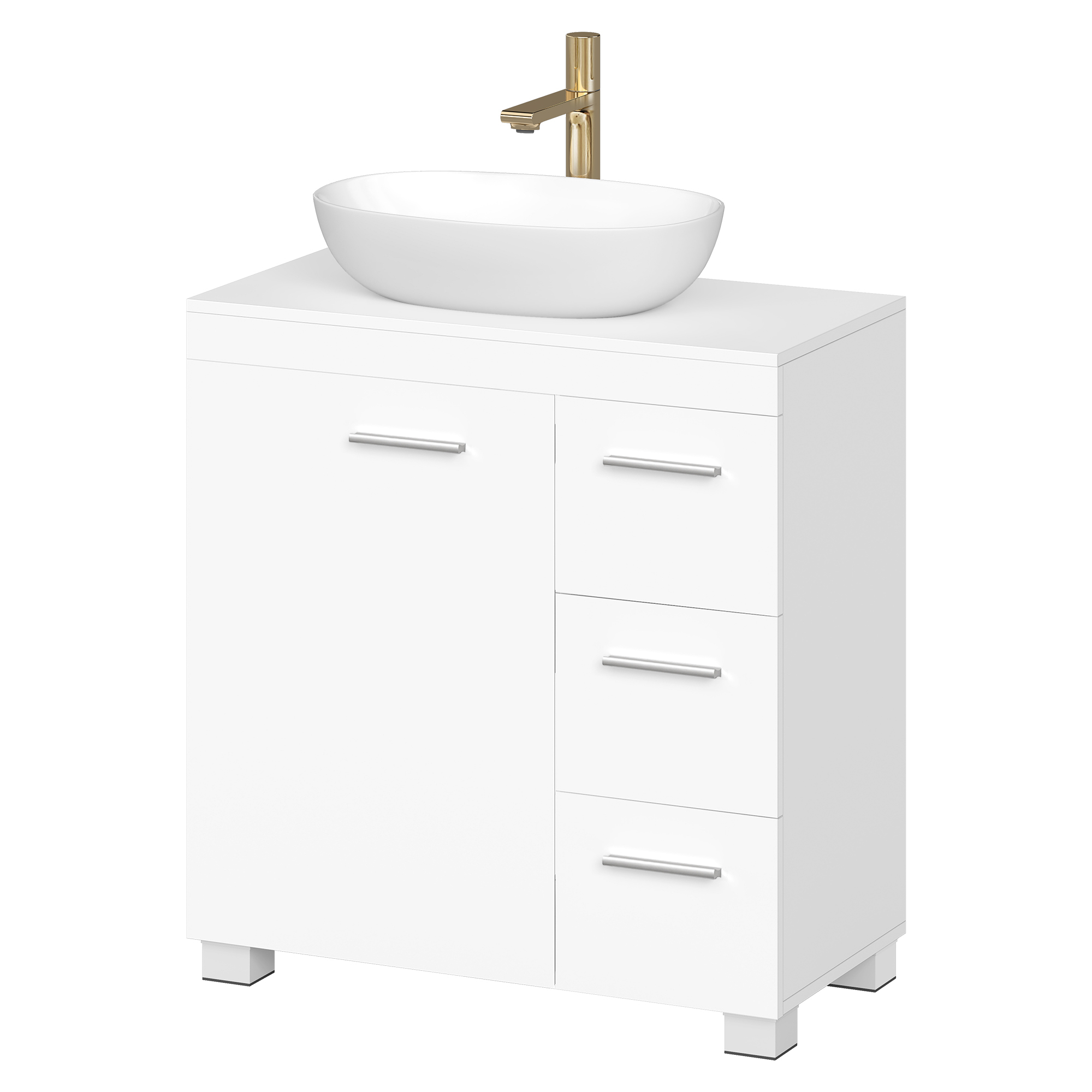 Bathroom Cabinet, 30 X 60 Cm, Sink Cabinet With Feet, White